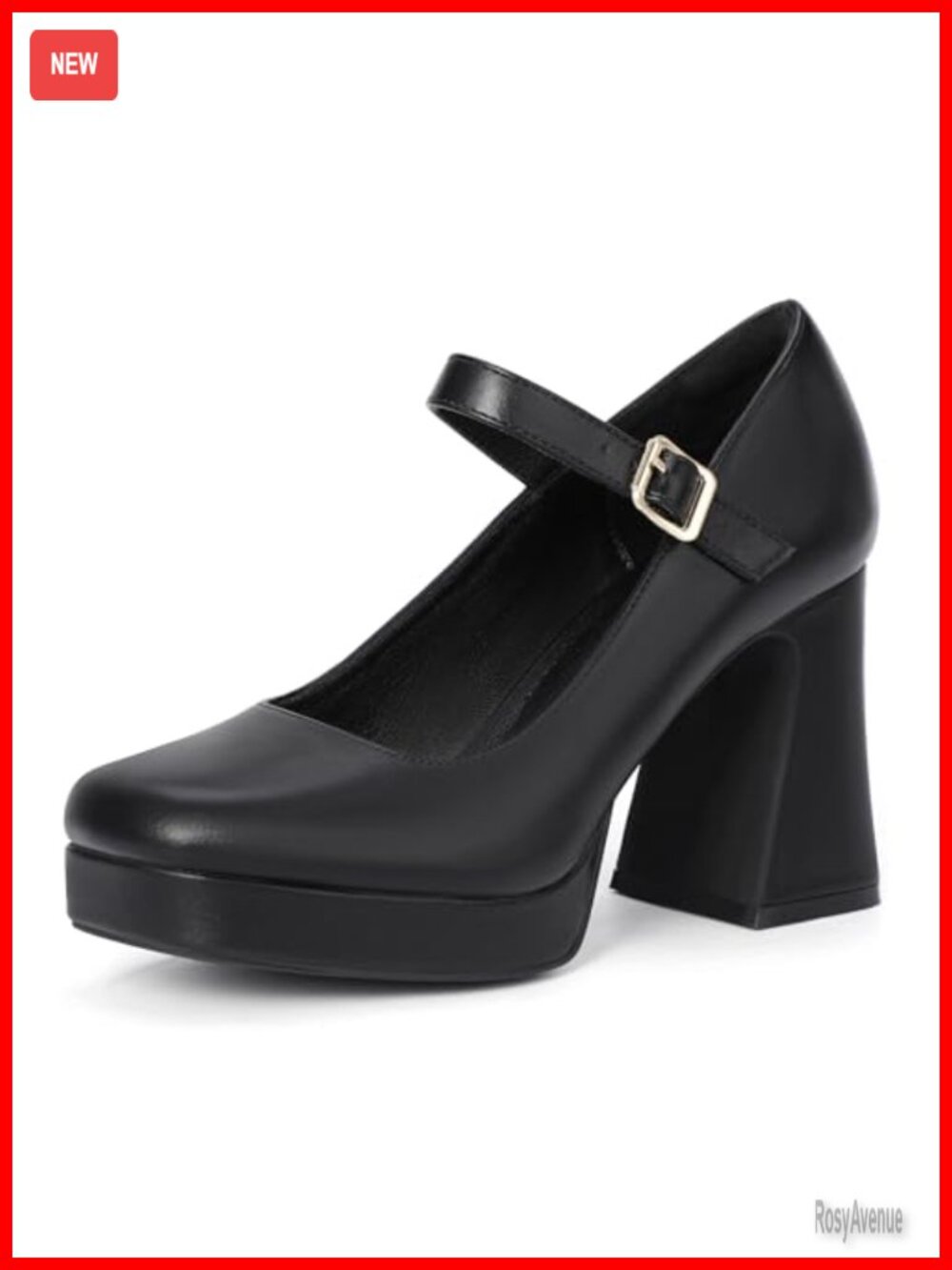 Platform Mary Jane Pumps Chunky High Heels Closed Square Toe Ankle Strap